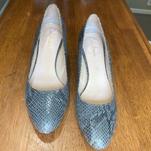 Cole Haan snakeskin charcoal grey pumps heels